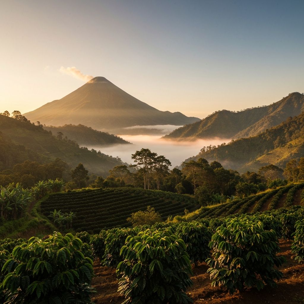 Guatemalan volcanic coffee plantation